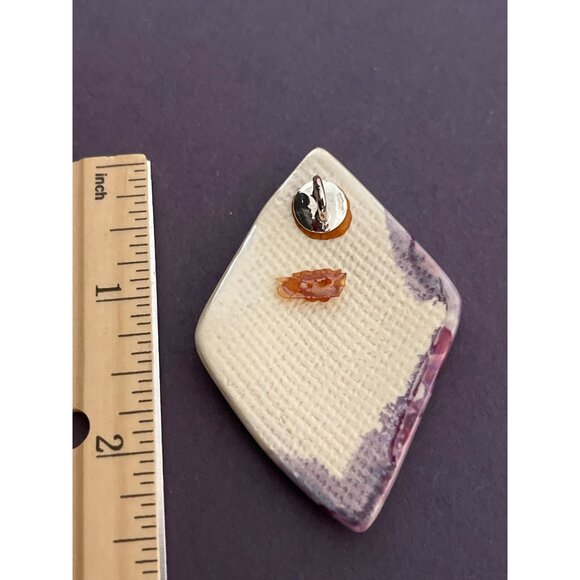 Vintage Abstract Ceramic Brooch & Earrings Set - Picture 4 of 5